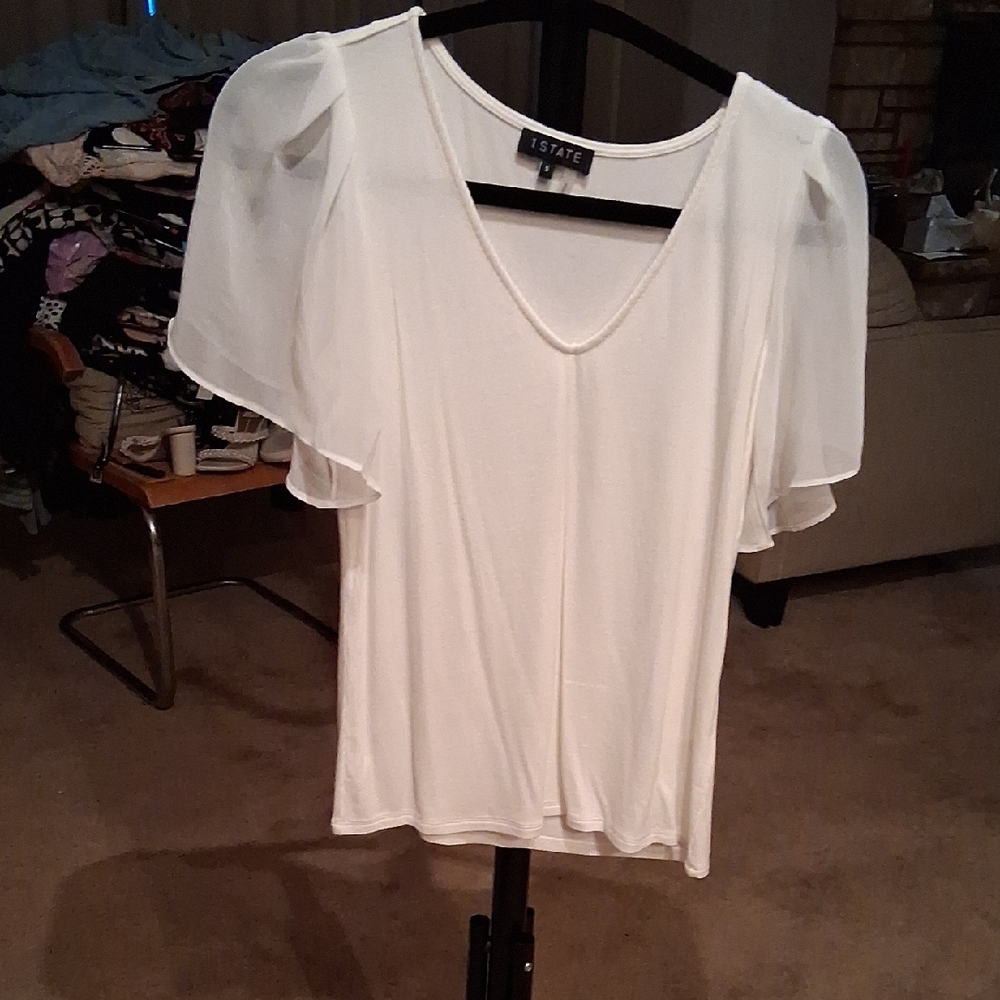 1. State Women's White Flutter Sleeve Top